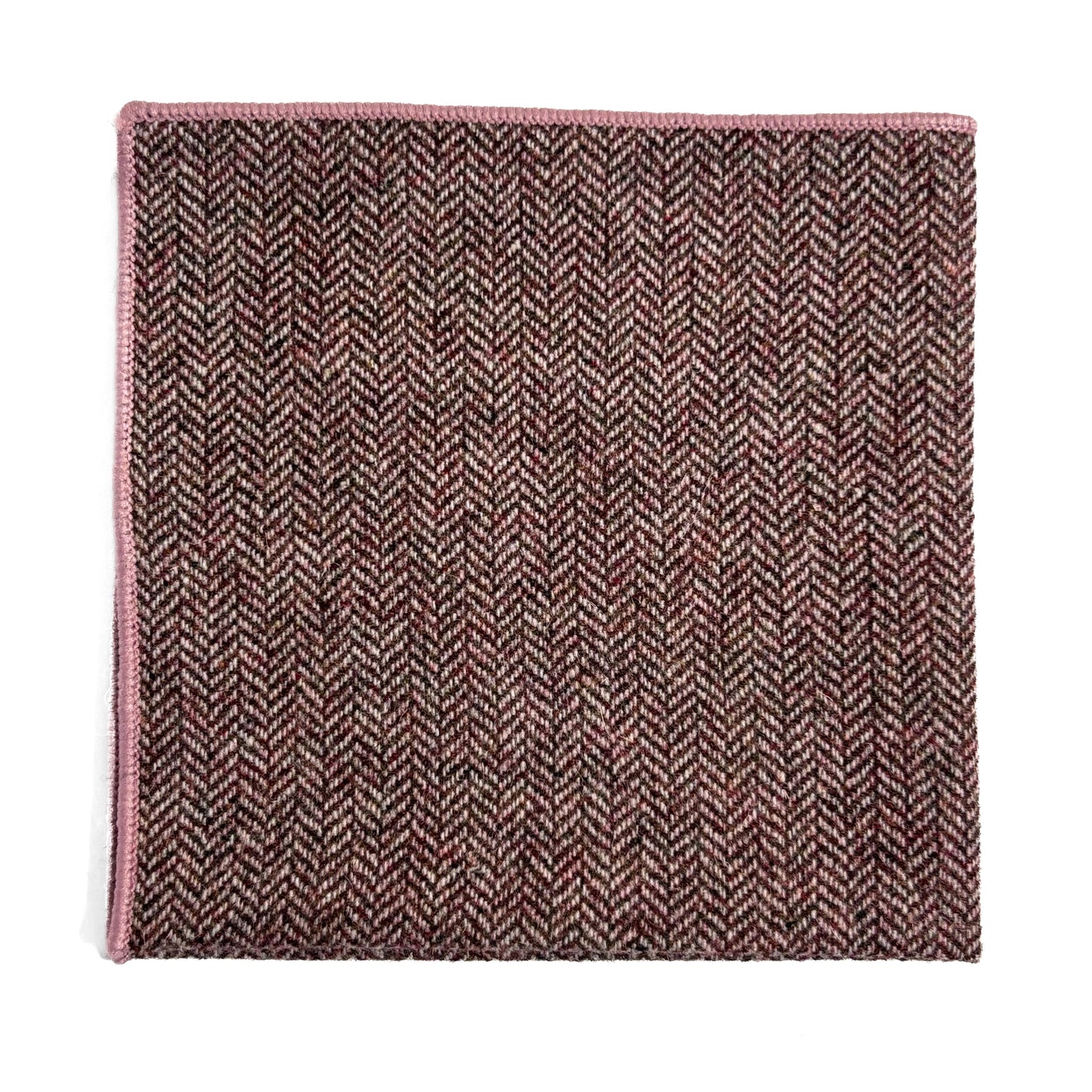 Pink Herringbone Wool Pocket Square