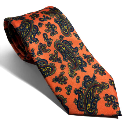 Orange Paisley Printed Tie