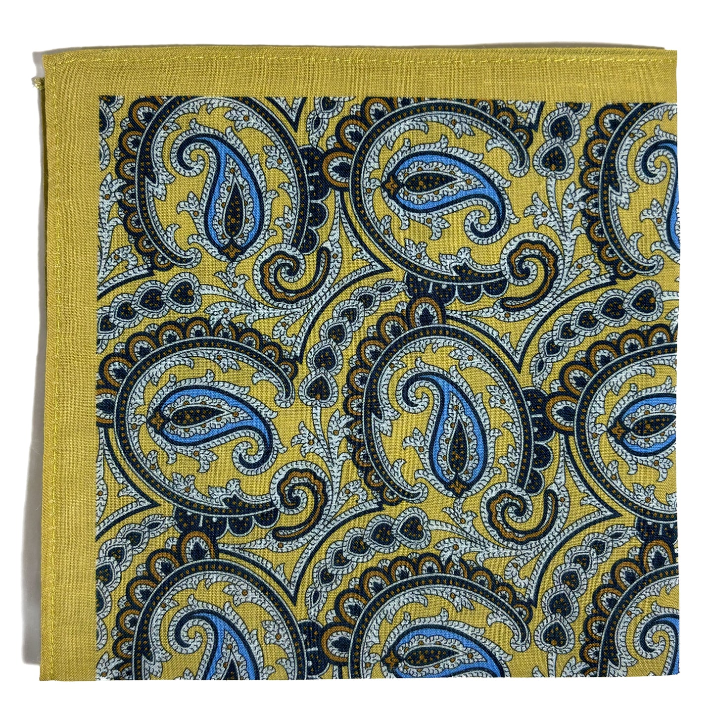 Yellow Paisley Ramie Pocket Square