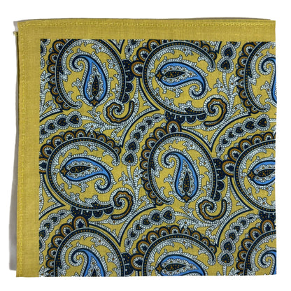 Yellow Paisley Ramie Pocket Square