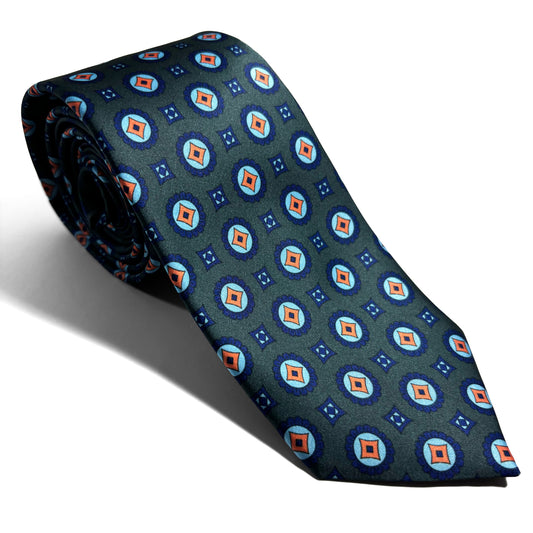 Petrol Green Geometric Printed Tie