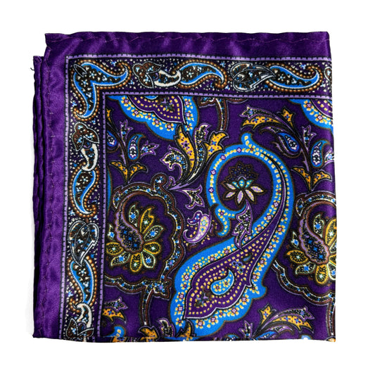 Purple & Blue Paisley Pocket Square