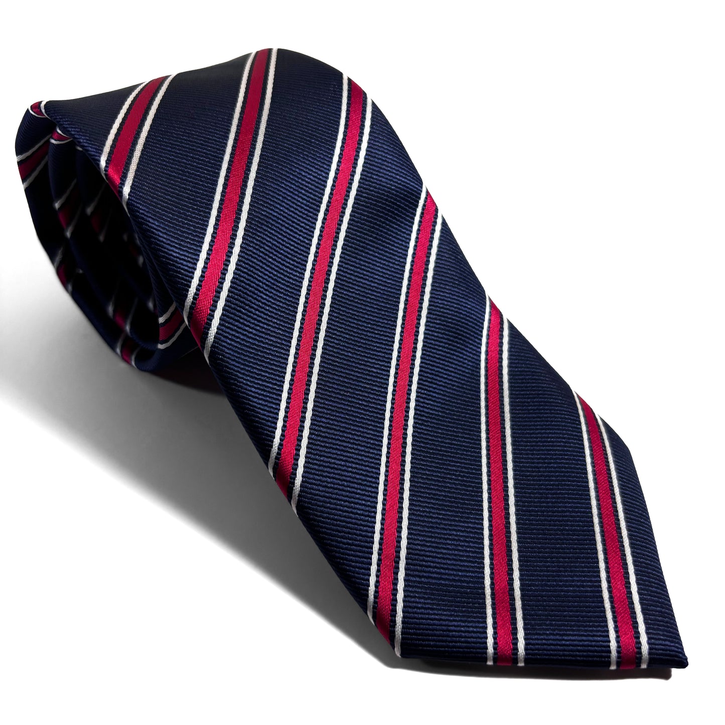 Navy Blue & Red Striped Repp Tie