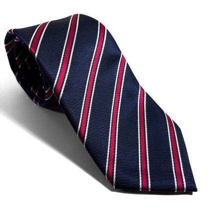Navy Blue & Red Striped Repp Tie