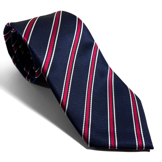 Navy Blue & Red Striped Repp Tie