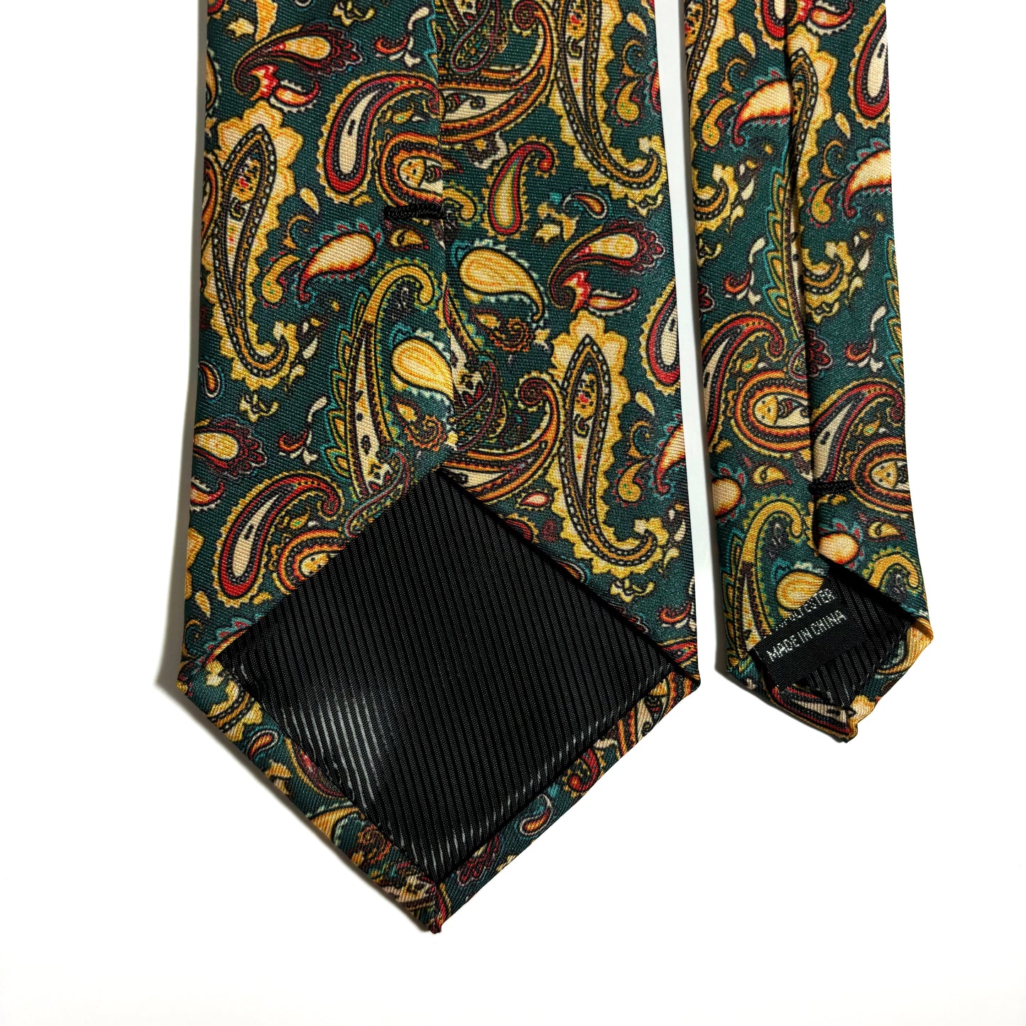 Wide Teal & Yellow Paisley Printed Tie