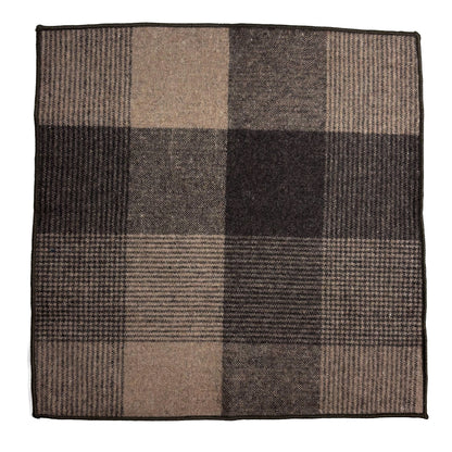 Brown Plaid Wool Pocket Square