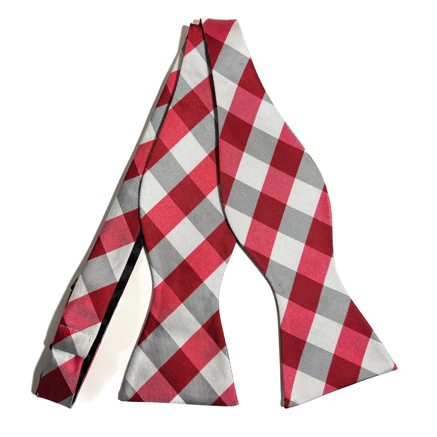 Self-Tie Red & White Plaid Silk Bow Tie