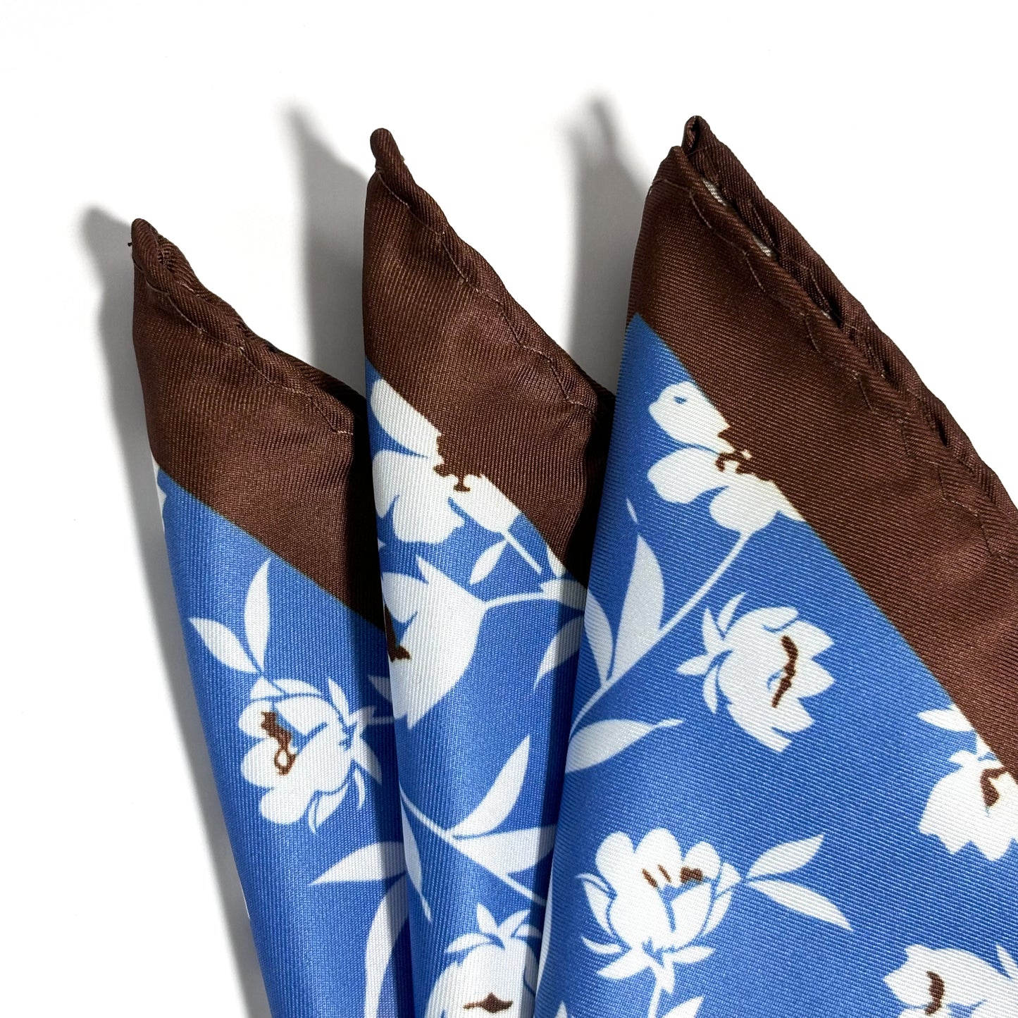 Light Blue & Brown Floral Pocket Square