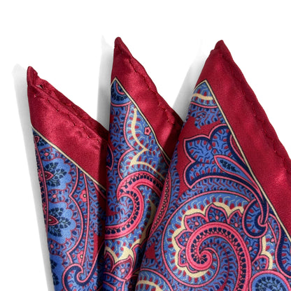 Red & Blue Paisley Pocket Square