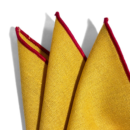 Yellow & Red Linen/Cotton Pocket Square