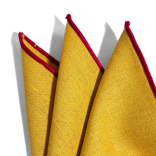 Yellow & Red Linen/Cotton Pocket Square